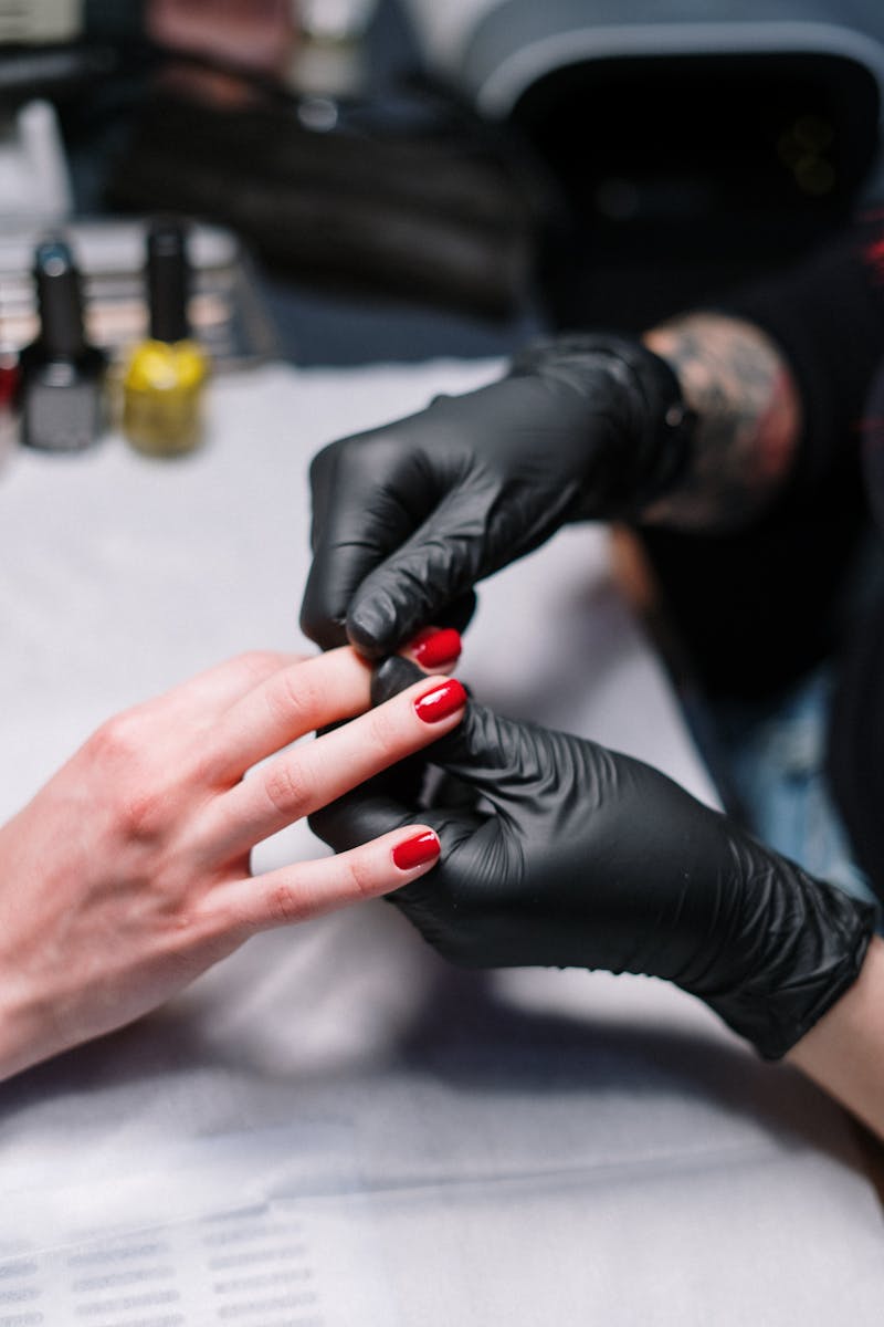 Classic red gel manicure result