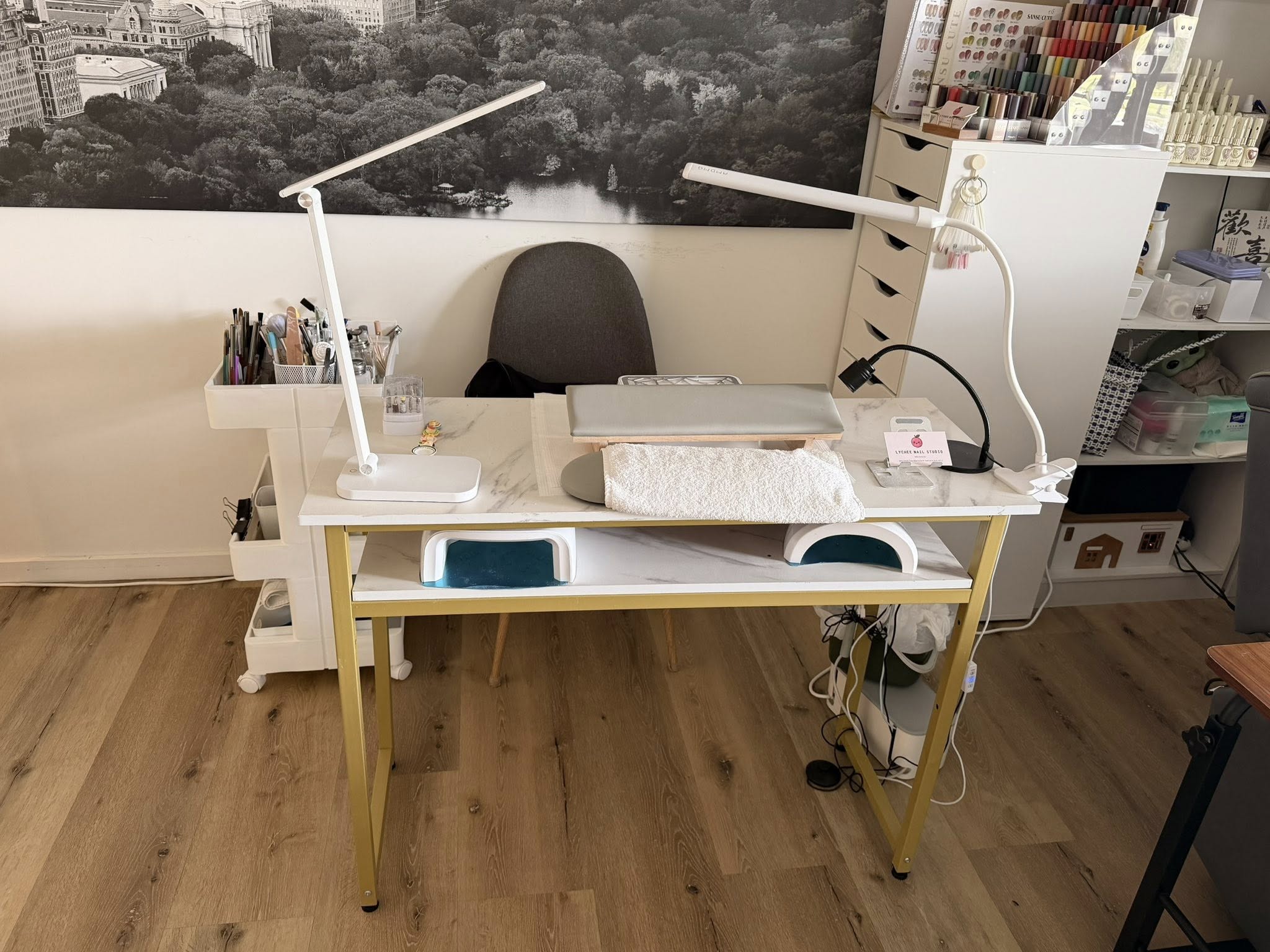 Professional nail desk setup